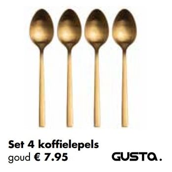 Aanbiedingen Set 4 koffielepels goud - Gusta - Geldig van 25/04/2022 tot 21/05/2022 bij Multi Bazar