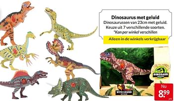 Aanbiedingen Dinosaurus met geluid - Huismerk - Boekenvoordeel - Geldig van 16/04/2022 tot 24/04/2022 bij Boekenvoordeel