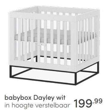 Aanbiedingen Babybox dayley wit in hoogte verstelbaar - Huismerk - Baby &amp; Tiener Megastore - Geldig van 17/04/2022 tot 23/04/2022 bij Baby & Tiener Megastore
