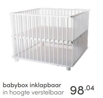 Aanbiedingen Babybox inklapbaar in hoogte verstelbaar - Huismerk - Baby &amp; Tiener Megastore - Geldig van 17/04/2022 tot 23/04/2022 bij Baby & Tiener Megastore