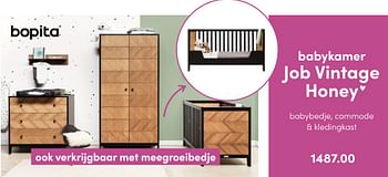 Aanbiedingen Babykamer job vintage honey - Bopita - Geldig van 17/04/2022 tot 23/04/2022 bij Baby & Tiener Megastore