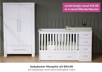 Aanbiedingen Babykamer memphis wit - Huismerk - Baby &amp; Tiener Megastore - Geldig van 17/04/2022 tot 23/04/2022 bij Baby & Tiener Megastore