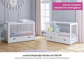 Aanbiedingen Combi babybedje alaska wit - Huismerk - Baby &amp; Tiener Megastore - Geldig van 17/04/2022 tot 23/04/2022 bij Baby & Tiener Megastore