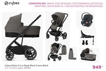 Aanbiedingen Cybex balios s lux deep black frame black 3 in 1 kinderwagen - Cybex - Geldig van 17/04/2022 tot 23/04/2022 bij Baby & Tiener Megastore