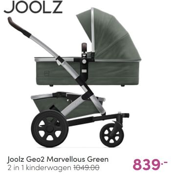 Aanbiedingen Joolz geo2 marvellous green 2 in 1 kinderwagen - Joolz - Geldig van 17/04/2022 tot 23/04/2022 bij Baby & Tiener Megastore
