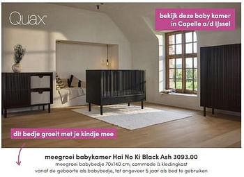 Aanbiedingen Meegroei babykamer hai no ki black ash - Quax - Geldig van 17/04/2022 tot 23/04/2022 bij Baby & Tiener Megastore