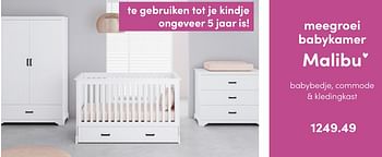 Aanbiedingen Meegroei babykamer malibu - Huismerk - Baby &amp; Tiener Megastore - Geldig van 17/04/2022 tot 23/04/2022 bij Baby & Tiener Megastore