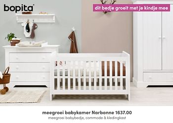Aanbiedingen Meegroei babykamer narbonne - Bopita - Geldig van 17/04/2022 tot 23/04/2022 bij Baby & Tiener Megastore