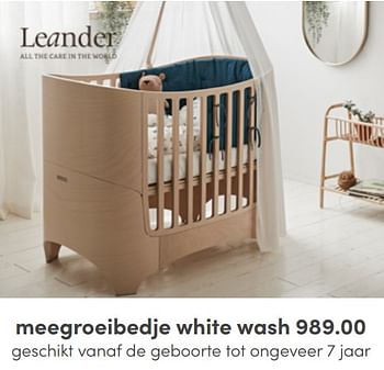Aanbiedingen Meegroeibedje white wash - Leander - Geldig van 17/04/2022 tot 23/04/2022 bij Baby & Tiener Megastore