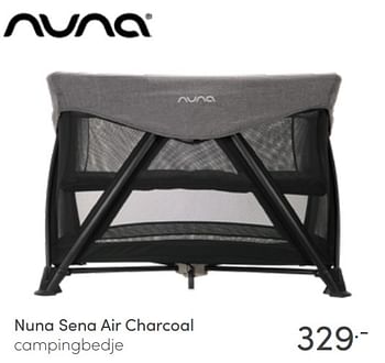 Aanbiedingen Nuna sena air charcoal campingbedje - Nuna - Geldig van 17/04/2022 tot 23/04/2022 bij Baby & Tiener Megastore