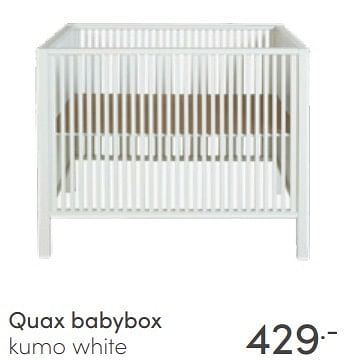 Aanbiedingen Quax babybox kumo white - Quax - Geldig van 17/04/2022 tot 23/04/2022 bij Baby & Tiener Megastore