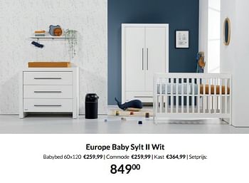 Aanbiedingen Europe baby sylt ii wit - Europe baby - Geldig van 12/04/2022 tot 16/05/2022 bij Babypark