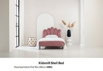 Aanbiedingen Kidsmill shell bed tienerbed velvet pink - Kidsmill - Geldig van 12/04/2022 tot 16/05/2022 bij Babypark