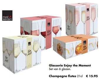 Aanbiedingen Glasserie enjoy the moment set van 6 glazen champagne flutes - Royal Leerdam - Geldig van 25/04/2022 tot 21/05/2022 bij Multi Bazar