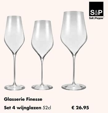 Aanbiedingen Glasserie finesse set 4 wijnglazen - Salt &amp; Pepper - Geldig van 25/04/2022 tot 21/05/2022 bij Multi Bazar