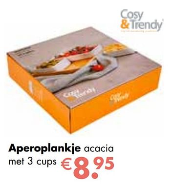 Aanbiedingen Aperoplankje acacia met 3 cups - Cosy &amp; Trendy - Geldig van 25/04/2022 tot 21/05/2022 bij Multi Bazar