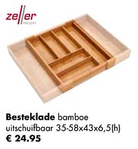 Aanbiedingen Besteklade bamboe uitschuifbaar - Zeller Present - Geldig van 25/04/2022 tot 21/05/2022 bij Multi Bazar