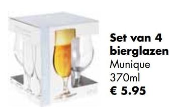Aanbiedingen Set van 4 bierglazen munique - Huismerk - Multi Bazar - Geldig van 25/04/2022 tot 21/05/2022 bij Multi Bazar
