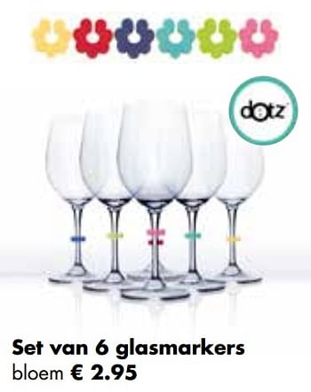 Aanbiedingen Set van 6 glasmarkers bloem - Dotz - Geldig van 25/04/2022 tot 21/05/2022 bij Multi Bazar