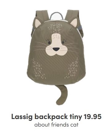 Aanbiedingen Lassig backpack tiny about friends cat - Lassig - Geldig van 17/04/2022 tot 30/04/2022 bij Baby & Tiener Megastore