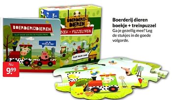 Aanbiedingen Boerderij dieren boekje + treinpuzzel - Huismerk - Boekenvoordeel - Geldig van 23/04/2022 tot 01/05/2022 bij Boekenvoordeel
