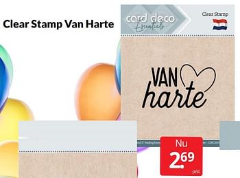 Aanbiedingen Clear stamp van harte - Card Deco Essentials - Geldig van 23/04/2022 tot 01/05/2022 bij Boekenvoordeel
