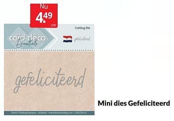 Aanbiedingen Mini dies gefeliciteerd - Card Deco Essentials - Geldig van 23/04/2022 tot 01/05/2022 bij Boekenvoordeel