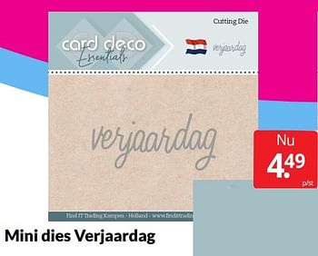 Aanbiedingen Mini dies verjaardag - Card Deco Essentials - Geldig van 23/04/2022 tot 01/05/2022 bij Boekenvoordeel