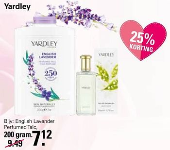Aanbiedingen English lavender perfumed talc - Yardley - Geldig van 20/04/2022 tot 07/05/2022 bij De Online Drogist