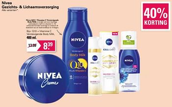 Aanbiedingen Nivea q10 + vitamine c verstevigende body milk - Nivea - Geldig van 20/04/2022 tot 07/05/2022 bij De Online Drogist