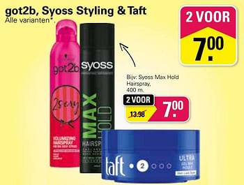 Aanbiedingen Syoss max hold hairspray - Syoss - Geldig van 20/04/2022 tot 07/05/2022 bij De Online Drogist