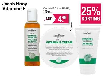 Aanbiedingen Vitamine e crème 280 i.e. - Jacob Hooy - Geldig van 20/04/2022 tot 07/05/2022 bij De Online Drogist