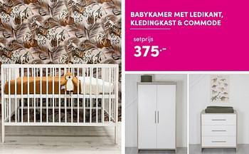 Aanbiedingen Babykamer met ledikant - Huismerk - Baby &amp; Tiener Megastore - Geldig van 24/04/2022 tot 30/04/2022 bij Baby & Tiener Megastore