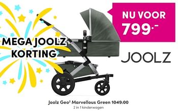 Aanbiedingen Joolz geo2 marvellous green 2 in 1 kinderwagen - Joolz - Geldig van 24/04/2022 tot 30/04/2022 bij Baby & Tiener Megastore