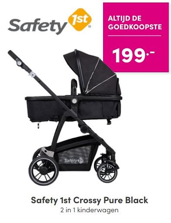 Aanbiedingen Safety 1st crossy pure black 2 in 1 kinderwagen - Safety 1st - Geldig van 24/04/2022 tot 30/04/2022 bij Baby & Tiener Megastore