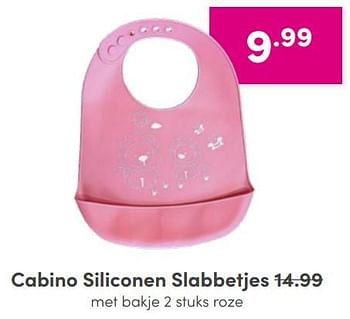 Aanbiedingen Cabino siliconen slabbetjes met bakje 2 stuks roze - Cabino - Geldig van 24/04/2022 tot 30/04/2022 bij Baby & Tiener Megastore