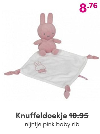 Aanbiedingen Knuffeldoekje nijntje pink baby rib - Nijntje - Geldig van 24/04/2022 tot 30/04/2022 bij Baby & Tiener Megastore