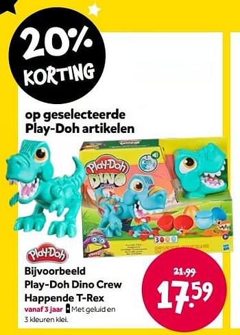 Aanbiedingen Play-doh dino crew happende t-rex - Play-Doh - Geldig van 15/04/2022 tot 08/05/2022 bij Intertoys