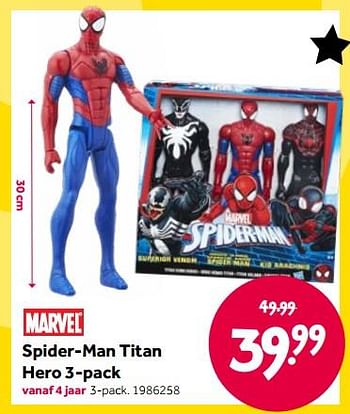 Aanbiedingen Spider-man titan hero 3-pack - Marvel - Geldig van 15/04/2022 tot 08/05/2022 bij Intertoys