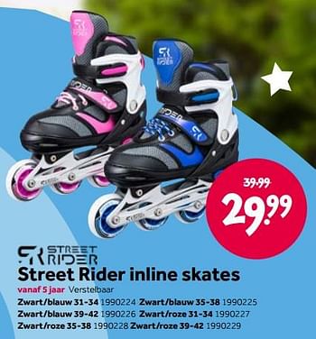 Aanbiedingen Street rider inline skates - Street Rider - Geldig van 15/04/2022 tot 08/05/2022 bij Intertoys