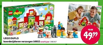 Aanbiedingen Lego duplo boerderijdieren verzorgen 10952 - Lego - Geldig van 15/04/2022 tot 08/05/2022 bij Intertoys