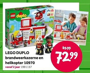 Aanbiedingen Lego duplo brandweerkazerne en helikopter 10970 - Lego - Geldig van 15/04/2022 tot 08/05/2022 bij Intertoys