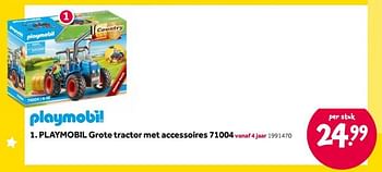 Aanbiedingen Playmobil grote tractor met accessoires 71004 - Playmobil - Geldig van 15/04/2022 tot 08/05/2022 bij Intertoys