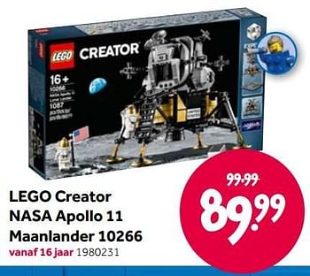 Aanbiedingen Lego creator nasa apollo 11 maanlander 10266 - Lego - Geldig van 15/04/2022 tot 08/05/2022 bij Intertoys
