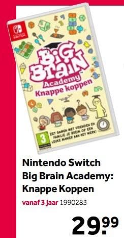 Aanbiedingen Nintendo switch big brain academy knappe koppen - Nintendo - Geldig van 15/04/2022 tot 08/05/2022 bij Intertoys