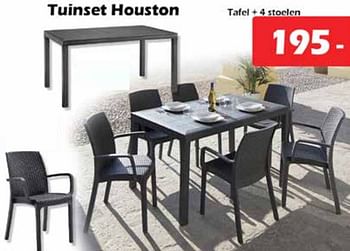 Aanbiedingen Tuinset houston tafel + 4 stoelen - Huismerk - Itek - Geldig van 18/04/2022 tot 08/05/2022 bij Itek