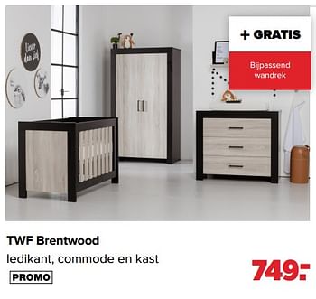 Aanbiedingen Twf brentwood ledikant, commode en kast - TWF - Geldig van 25/04/2022 tot 14/05/2022 bij Baby-Dump