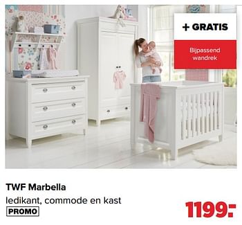 Aanbiedingen Twf marbella ledikant, commode en kast - TWF - Geldig van 25/04/2022 tot 14/05/2022 bij Baby-Dump