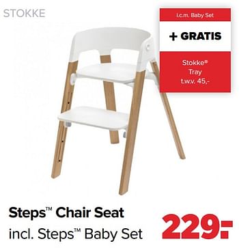 Aanbiedingen Stokke steps chair seat incl steps baby set - Stokke - Geldig van 25/04/2022 tot 14/05/2022 bij Baby-Dump