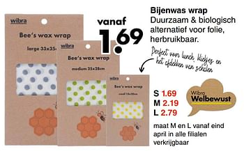 Aanbiedingen Bijenwas wrap - Huismerk - Wibra - Geldig van 21/04/2022 tot 04/05/2022 bij Wibra